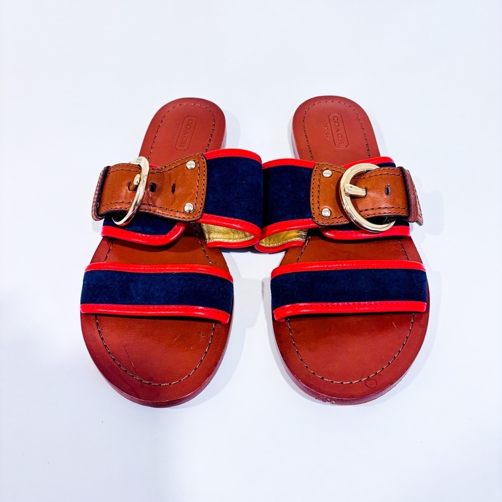 COACH Navy and red‎ flat sandals